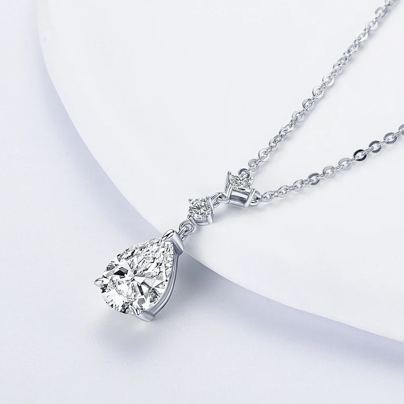 7x10mm 2.0ct Pear Cut Moissanite Pendant Necklace Silver 925 Women's Waterdrop Necklace High Quality Luxury Engagement Jewelry