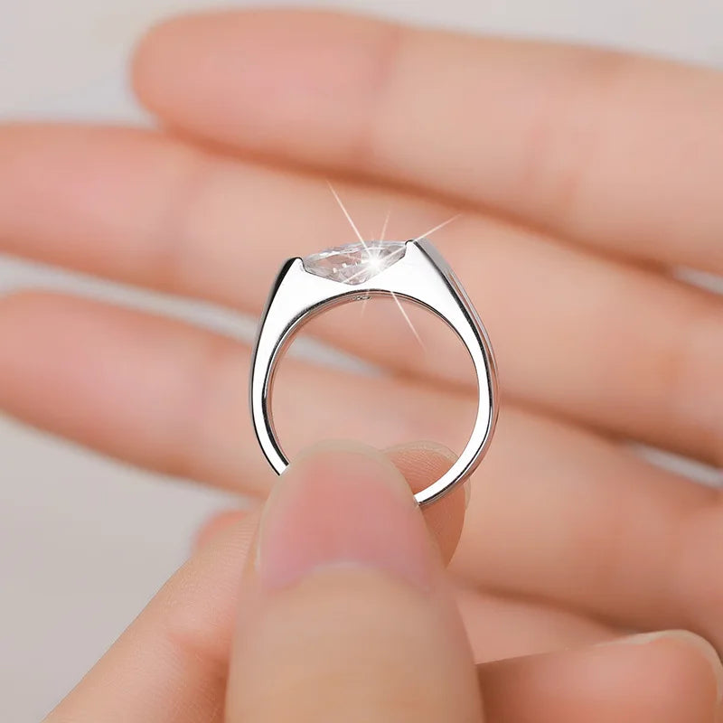 FIRERING 100% Genuine Olive Moissanite Ring 1ct with Certificate Passed Diamond Test Women Ring Jewelry Gift S925 Silver