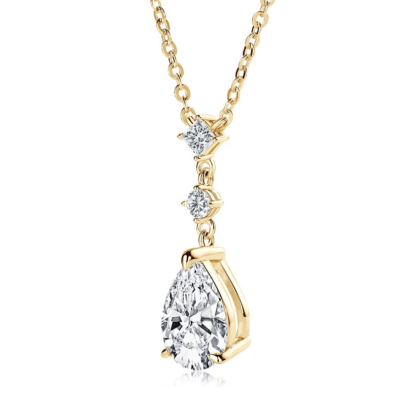 7x10mm 2.0ct Pear Cut Moissanite Pendant Necklace Silver 925 Women's Waterdrop Necklace High Quality Luxury Engagement Jewelry
