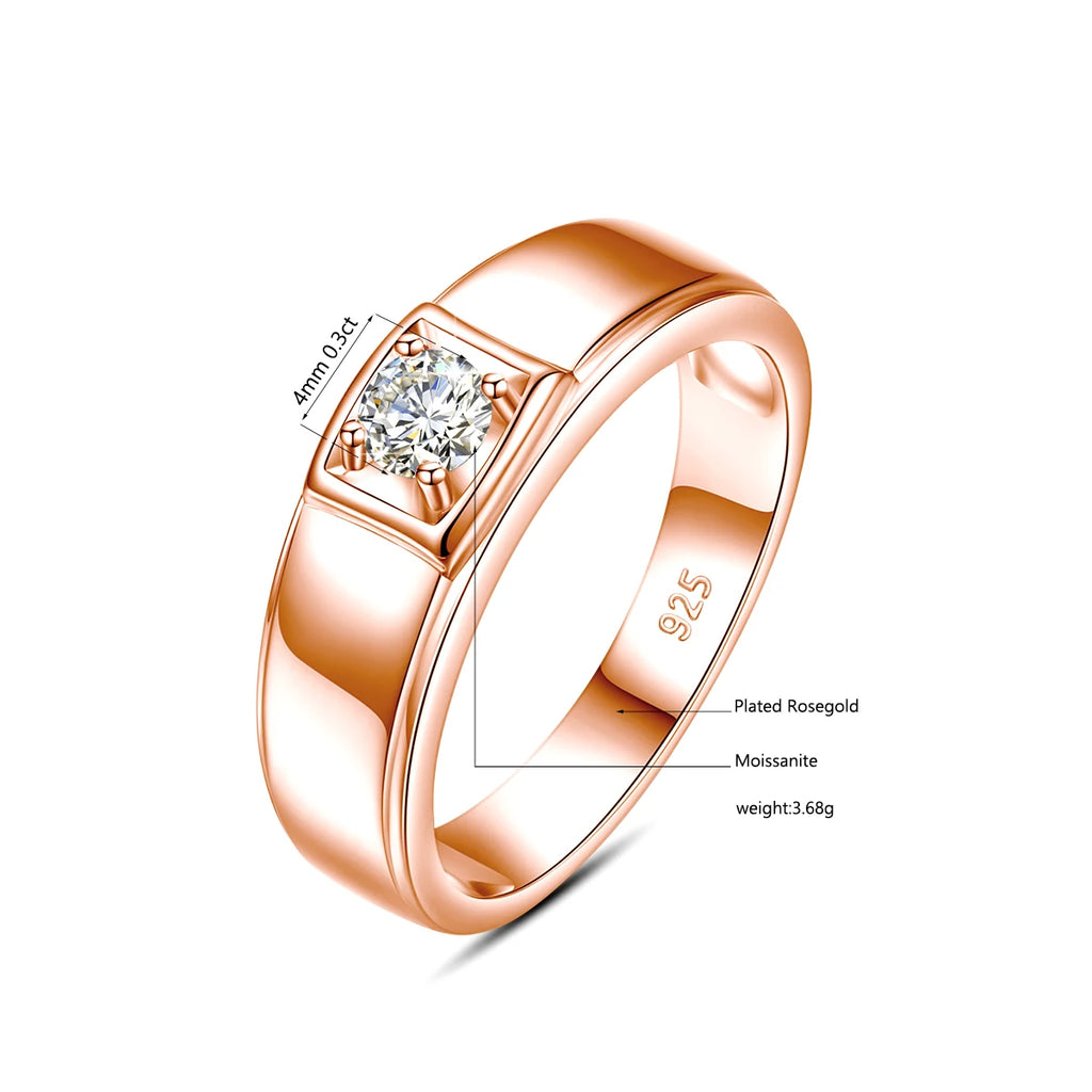 0.4ct 3mm DF Color Moissanite Rings For Men 100% 925 Sterling Silver Certified Wedding Engagement Jewelry Diamond Test Pass Gift